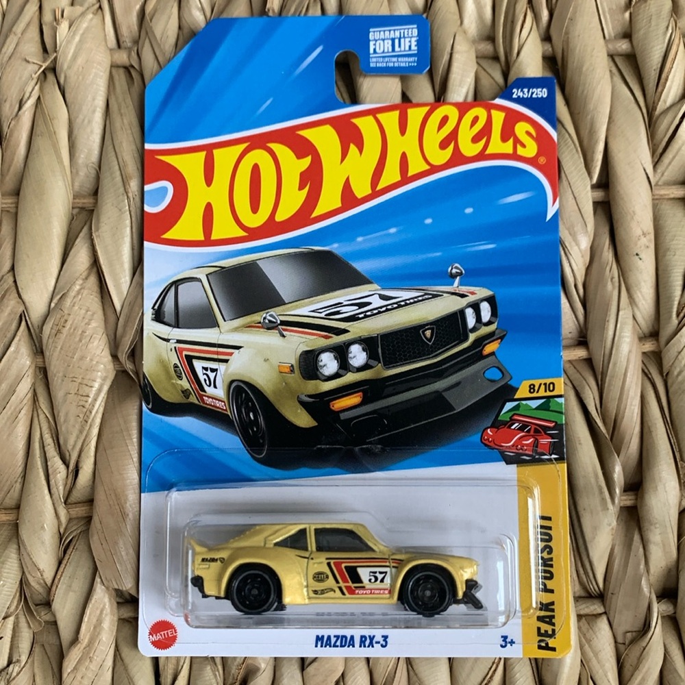 Mazda RX-3 Hot Wheels Peak Pursuit Yellow Japanese Race Car Hotwheels JDM Racing
